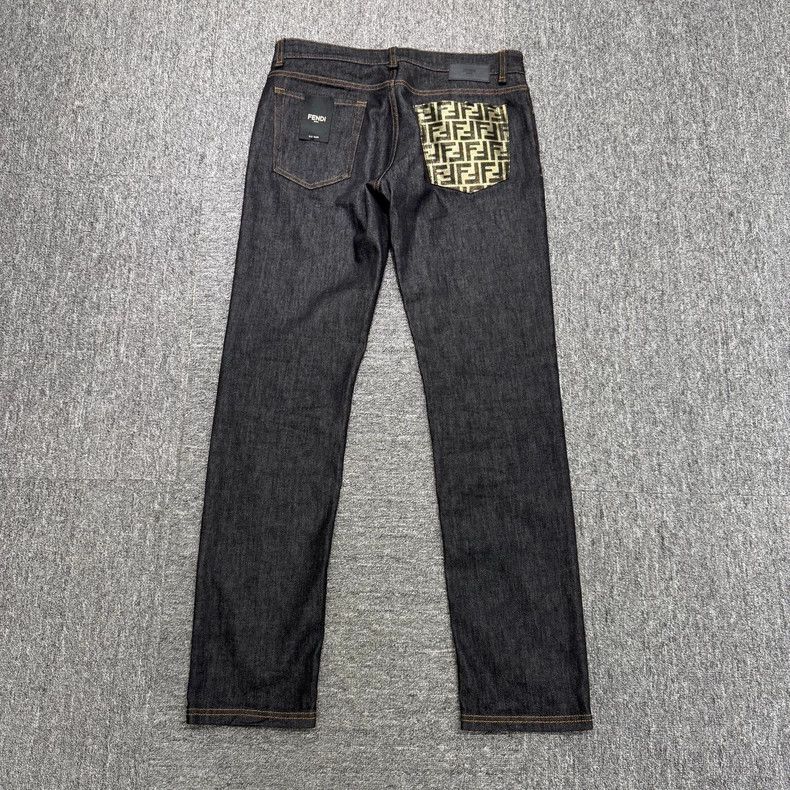 Fendi Fendi Gold Logo Denim Pants Size 33-yf Size US 33 - 2 Thumbnail