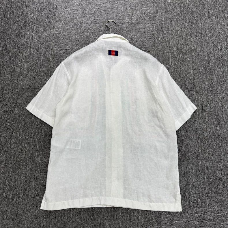Gucci Gucci Silk Patterned Linen Short Sleeve Shirt-yf Size US L / EU 52-54 / 3 - 2 Thumbnail