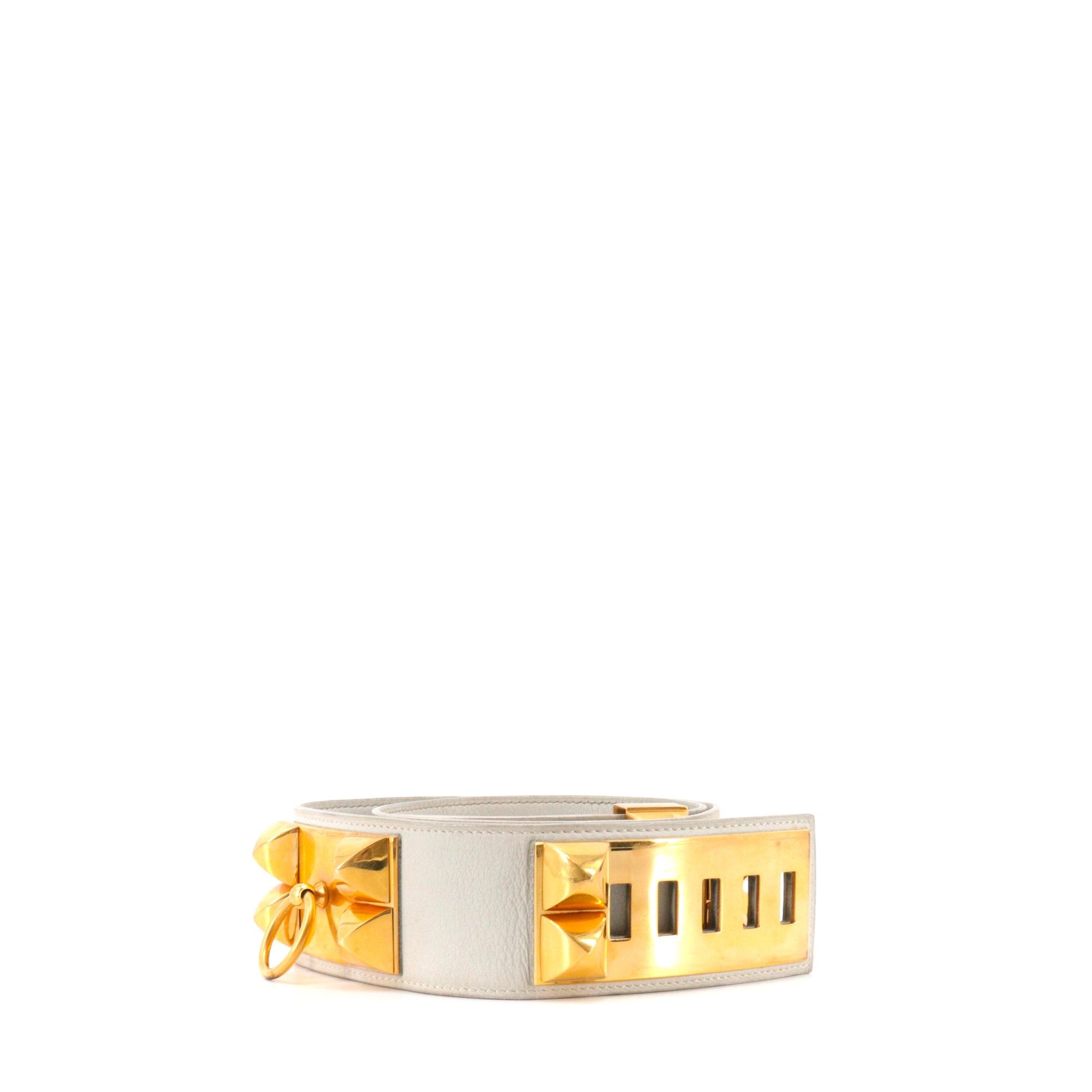 Hermes HERMÈS - Hermès Collier De Chien belt in smooth white leather (T78) Size ONE SIZE - 2 Thumbnail