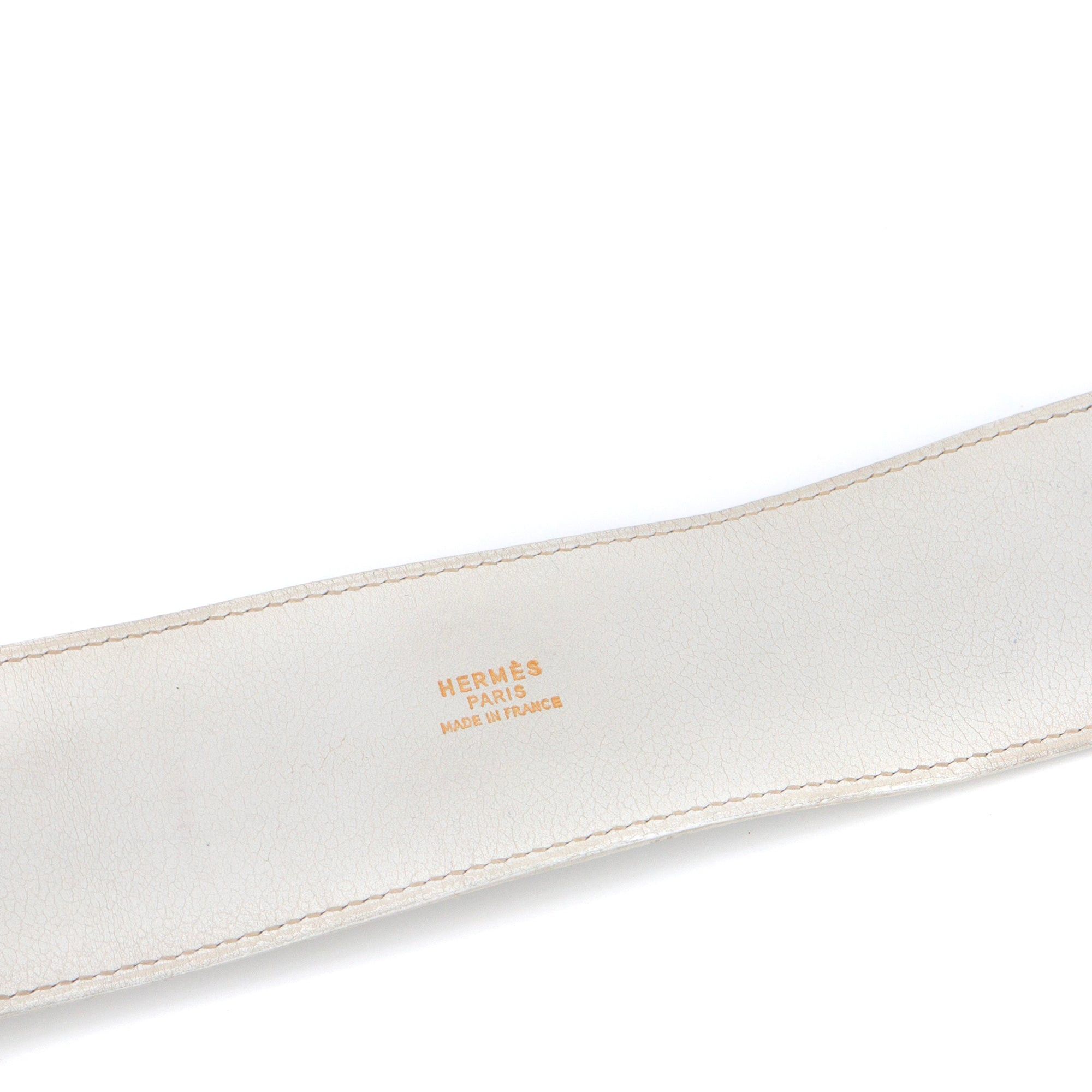 Hermes HERMÈS - Hermès Collier De Chien belt in smooth white leather (T78) Size ONE SIZE - 4 Thumbnail