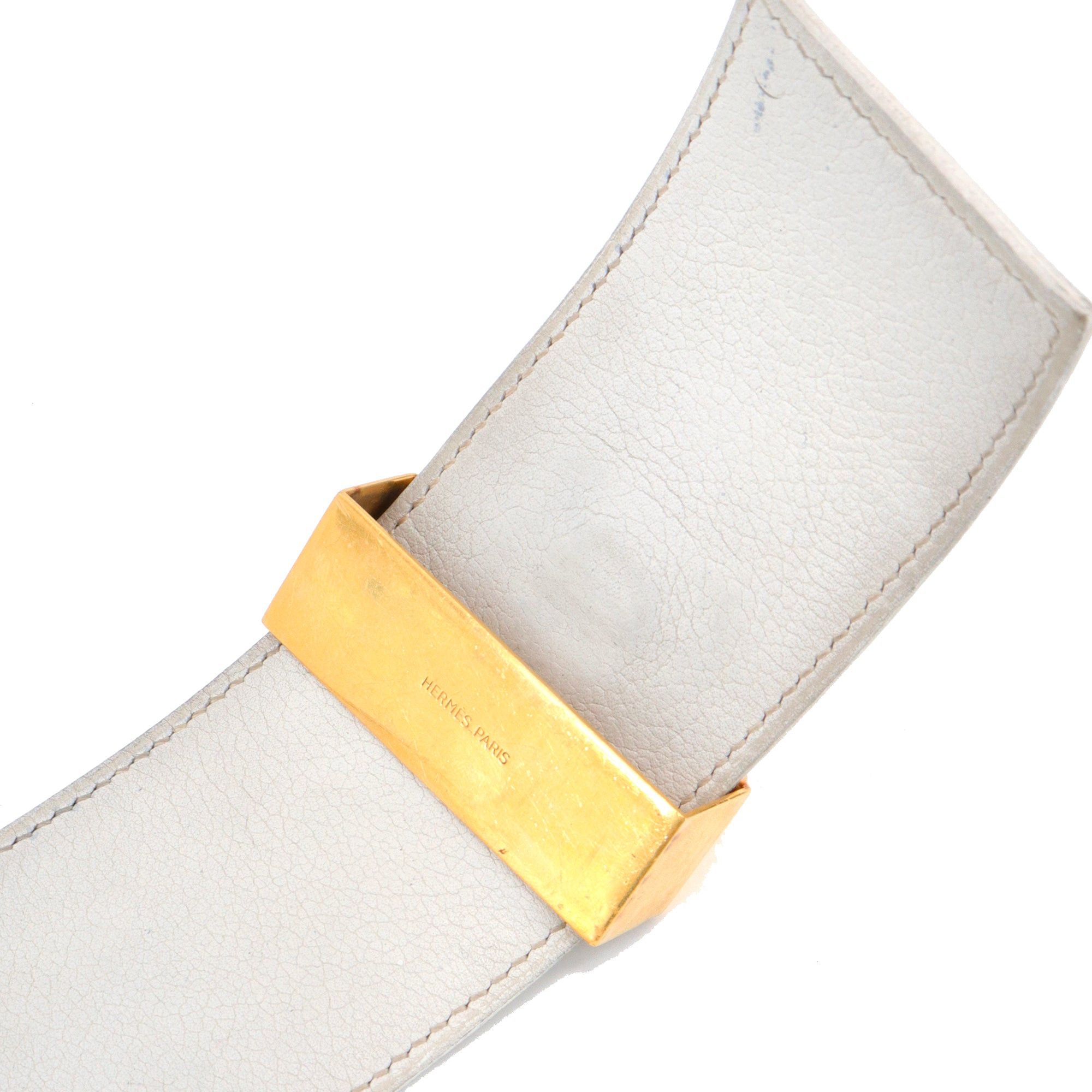 Hermes HERMÈS - Hermès Collier De Chien belt in smooth white leather (T78) Size ONE SIZE - 3 Thumbnail