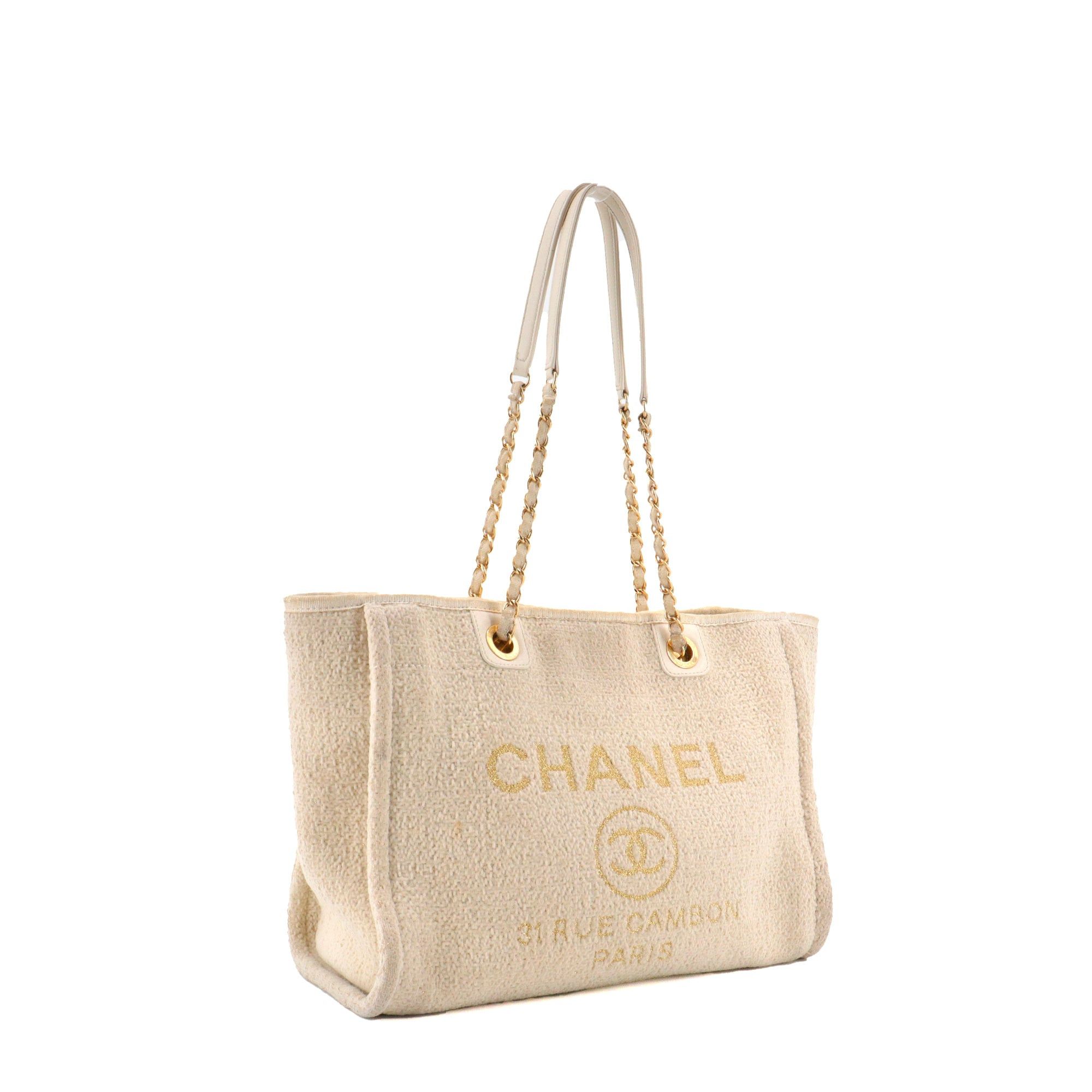 Chanel CHANEL - Chanel Deauville tote bag in beige tweed Size ONE SIZE - 2 Thumbnail