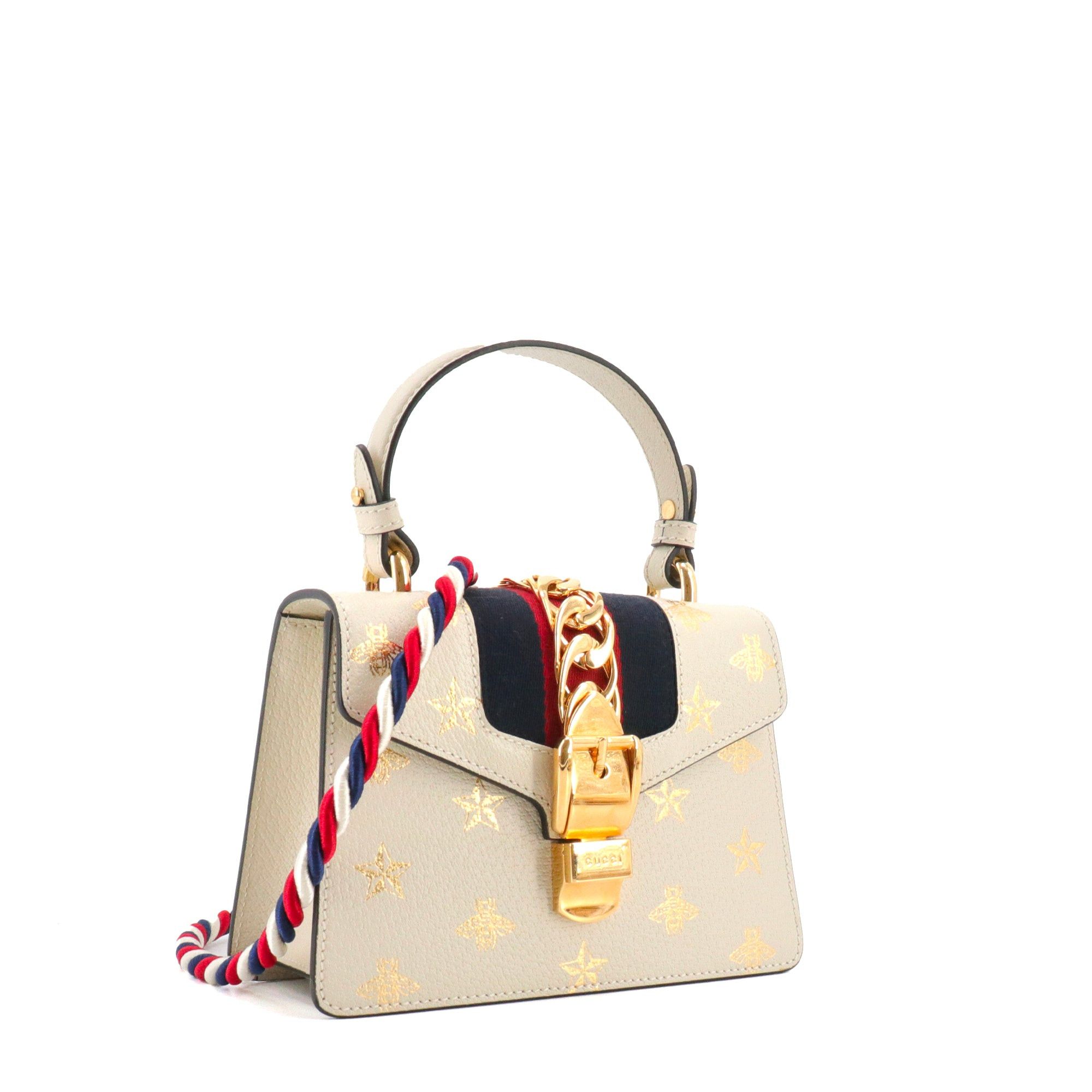 Gucci GUCCI - Gucci Limited Edition Sylvie shoulder bag in ecru grained leather with pattern Size ONE SIZE - 2 Thumbnail