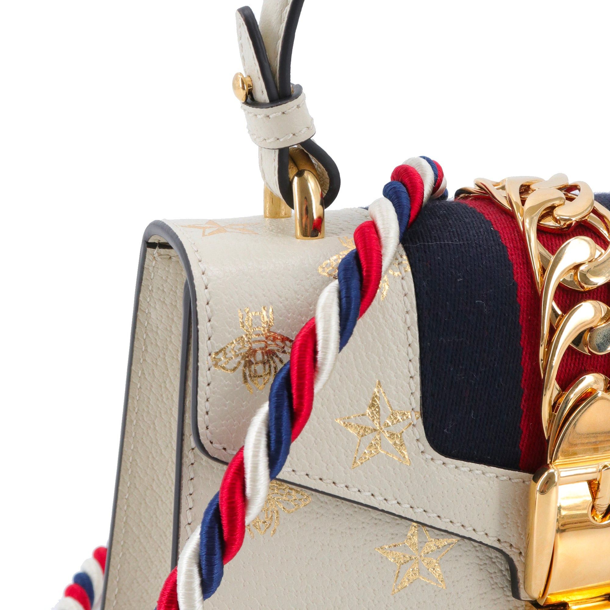 Gucci GUCCI - Gucci Limited Edition Sylvie shoulder bag in ecru grained leather with pattern Size ONE SIZE - 6 Thumbnail