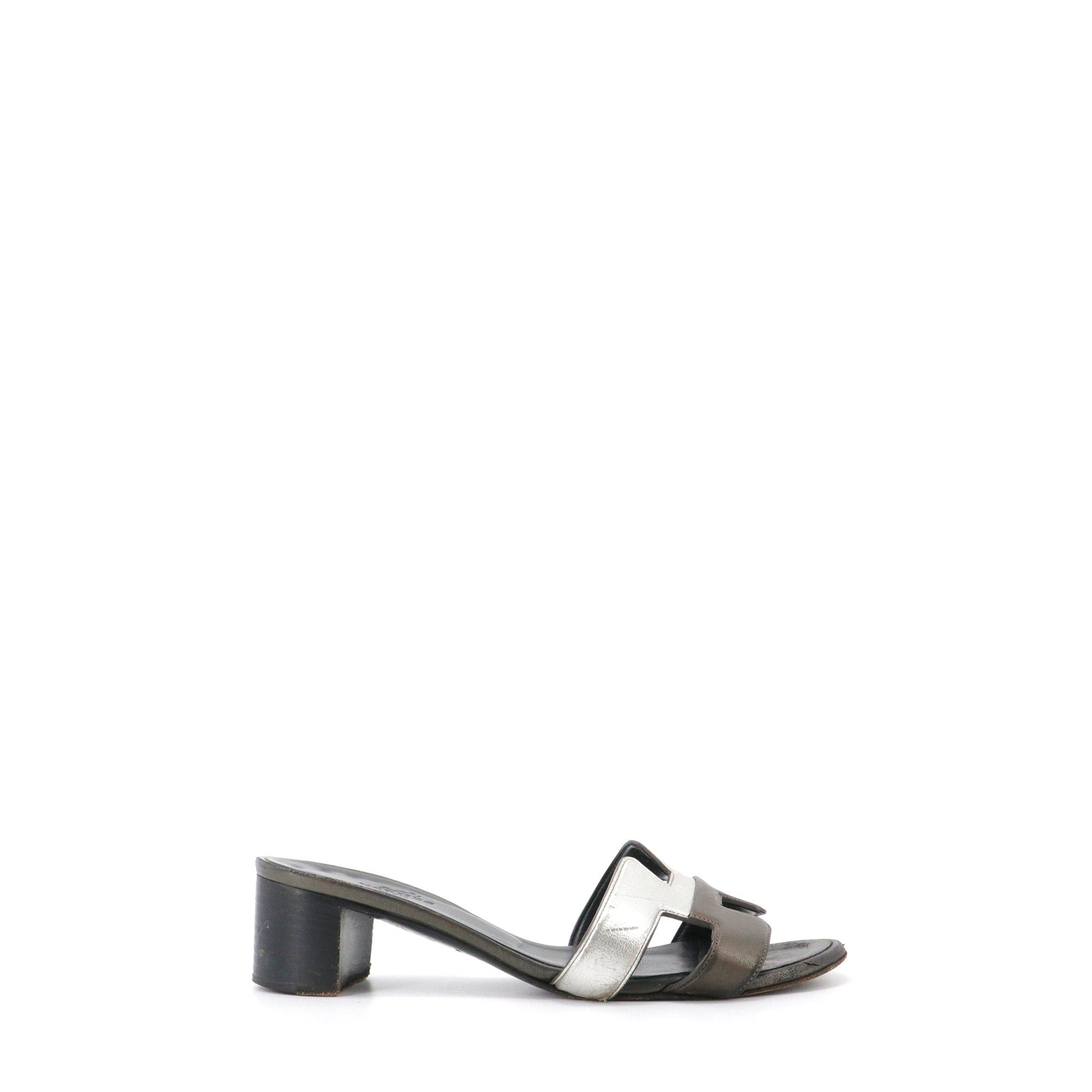 Hermes HERMÈS - Oasis Hermès heeled sandals in two-tone smooth leather (T35) Size US 4 / IT 34 - 2 Thumbnail