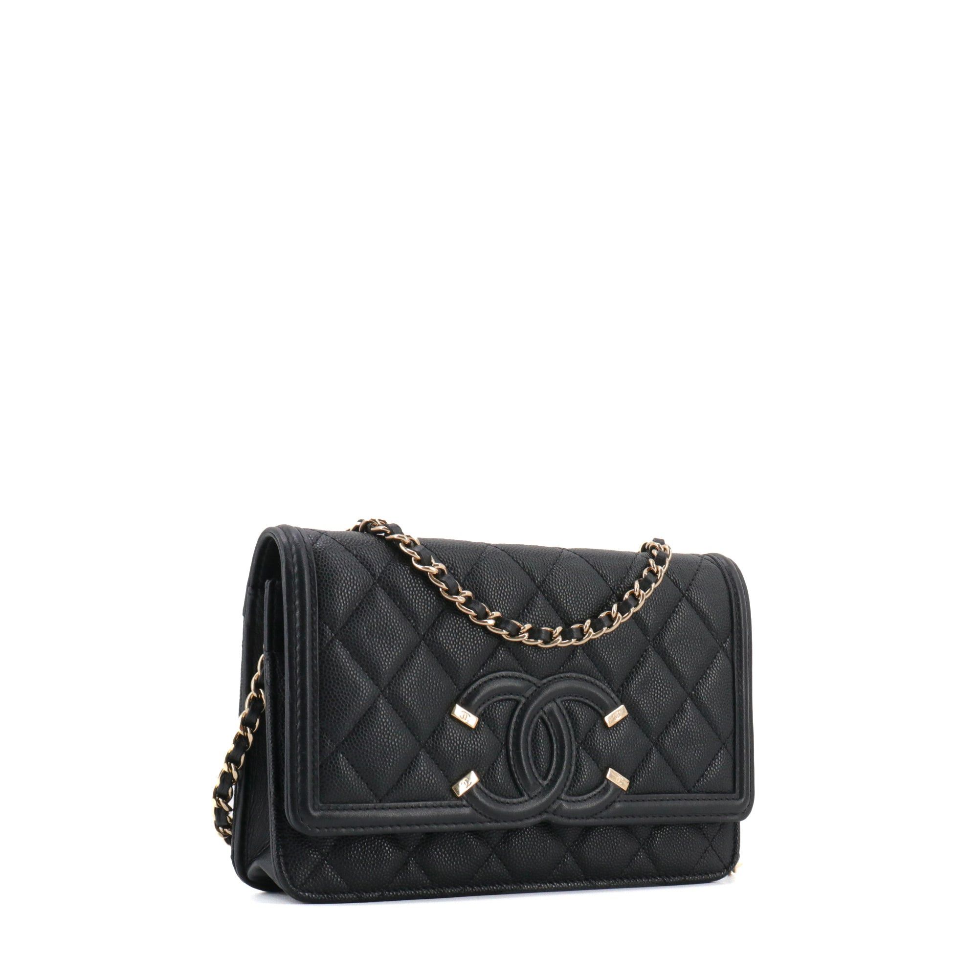 Chanel CHANEL - Chanel Filigree Wallet On Chain shoulder bag in black caviar leather Size ONE SIZE - 2 Thumbnail