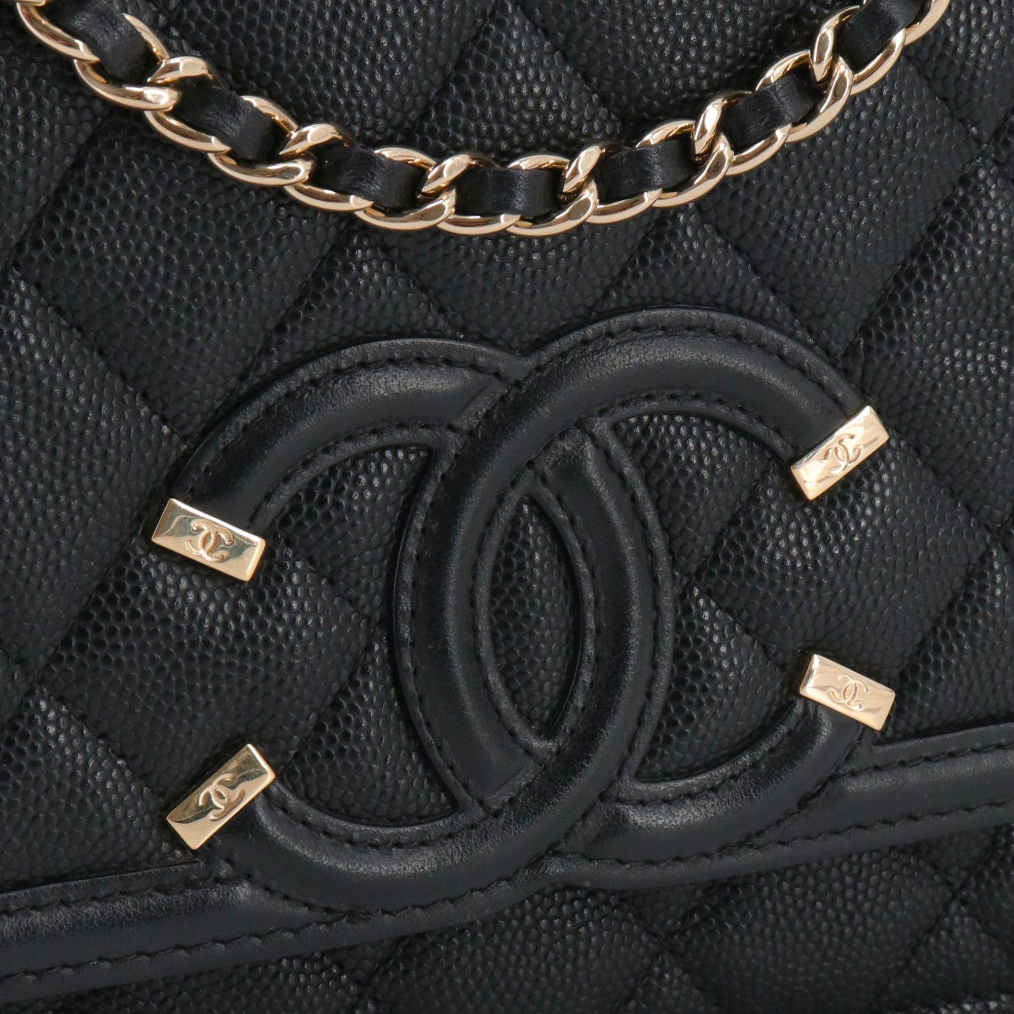 Chanel CHANEL - Chanel Filigree Wallet On Chain shoulder bag in black caviar leather Size ONE SIZE - 5 Thumbnail