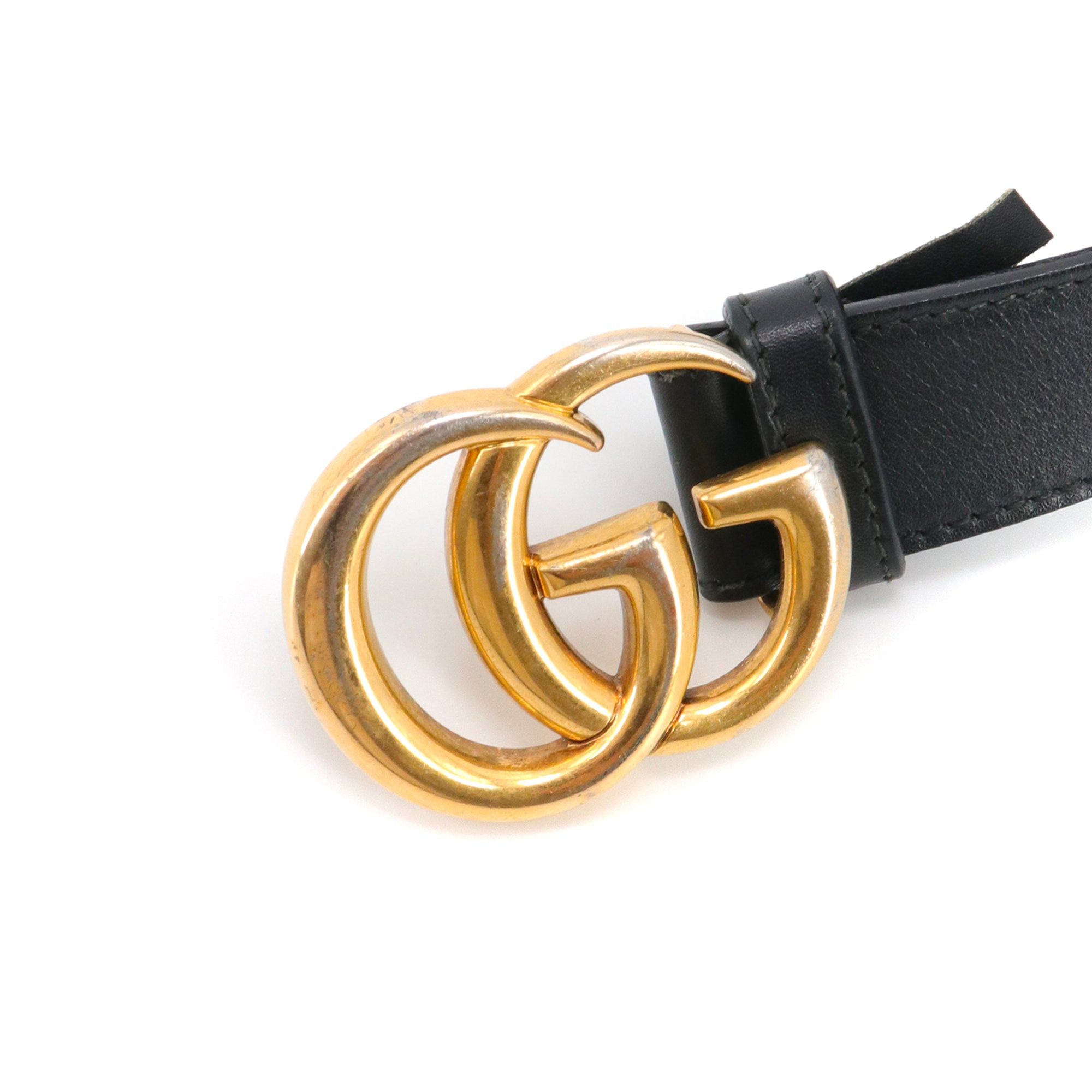 Gucci GUCCI - Gucci GG Marmont Gucci belt in black smooth leather (T75) Size ONE SIZE - 3 Thumbnail