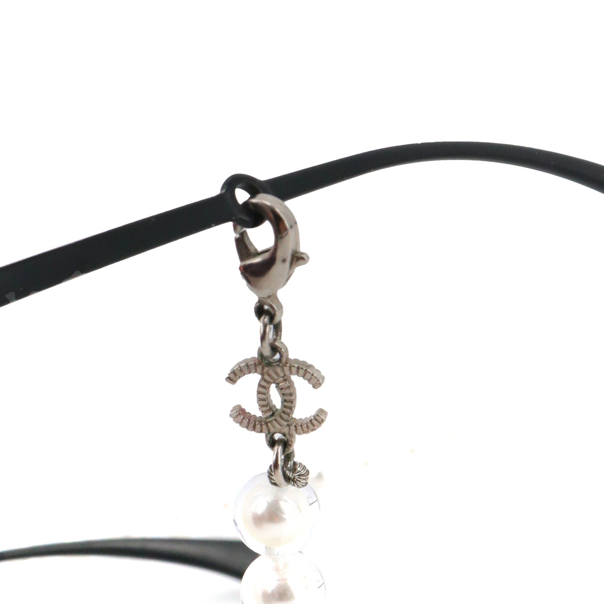 Chanel CHANEL - Chanel black metal sunglasses with pearl chain Size ONE SIZE - 4 Thumbnail