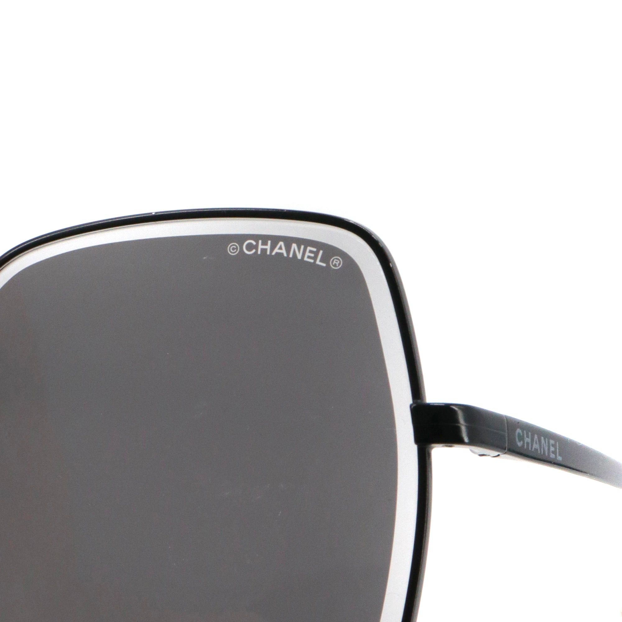 Chanel CHANEL - Chanel black metal sunglasses with pearl chain Size ONE SIZE - 5 Thumbnail