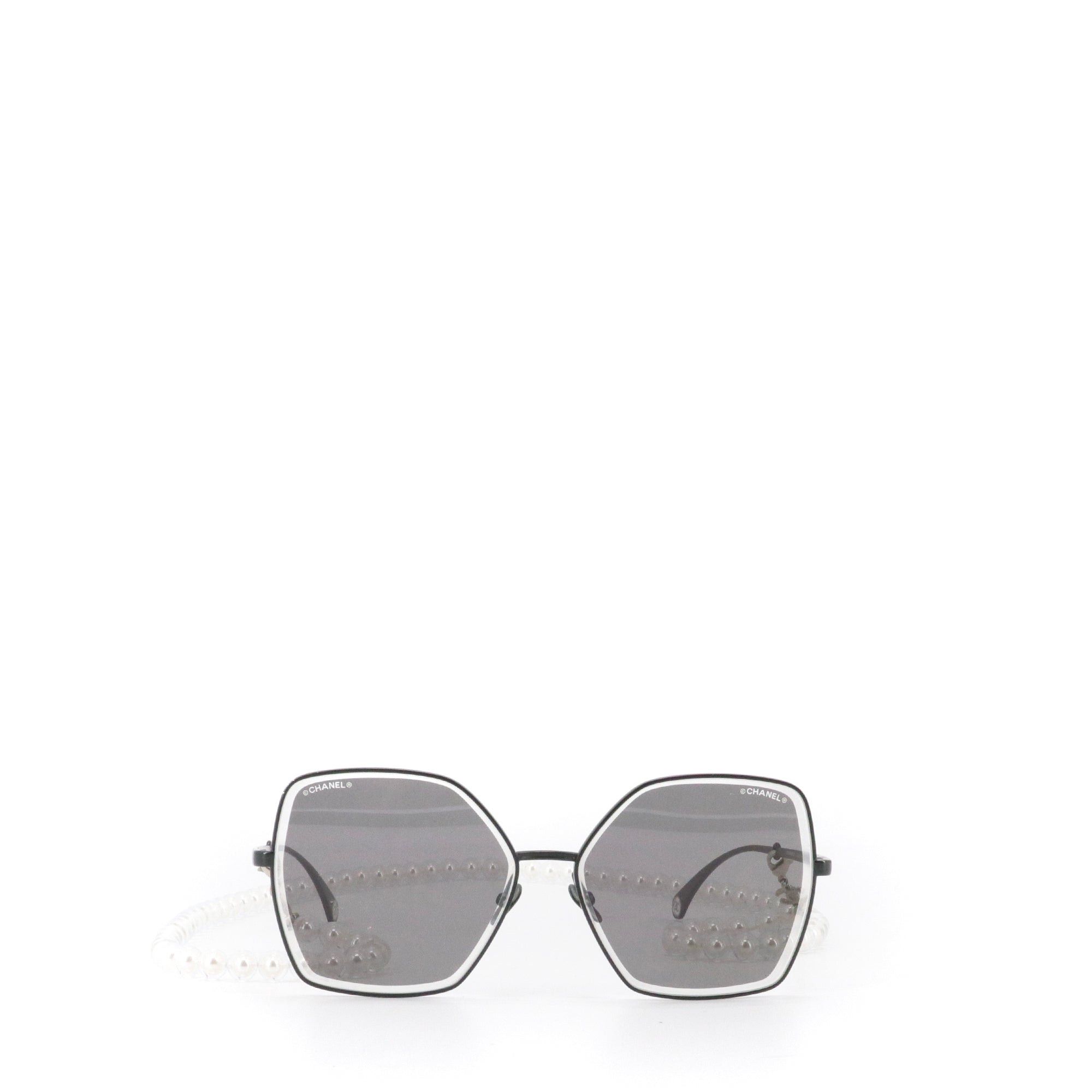 Chanel CHANEL - Chanel black metal sunglasses with pearl chain Size ONE SIZE - 2 Thumbnail