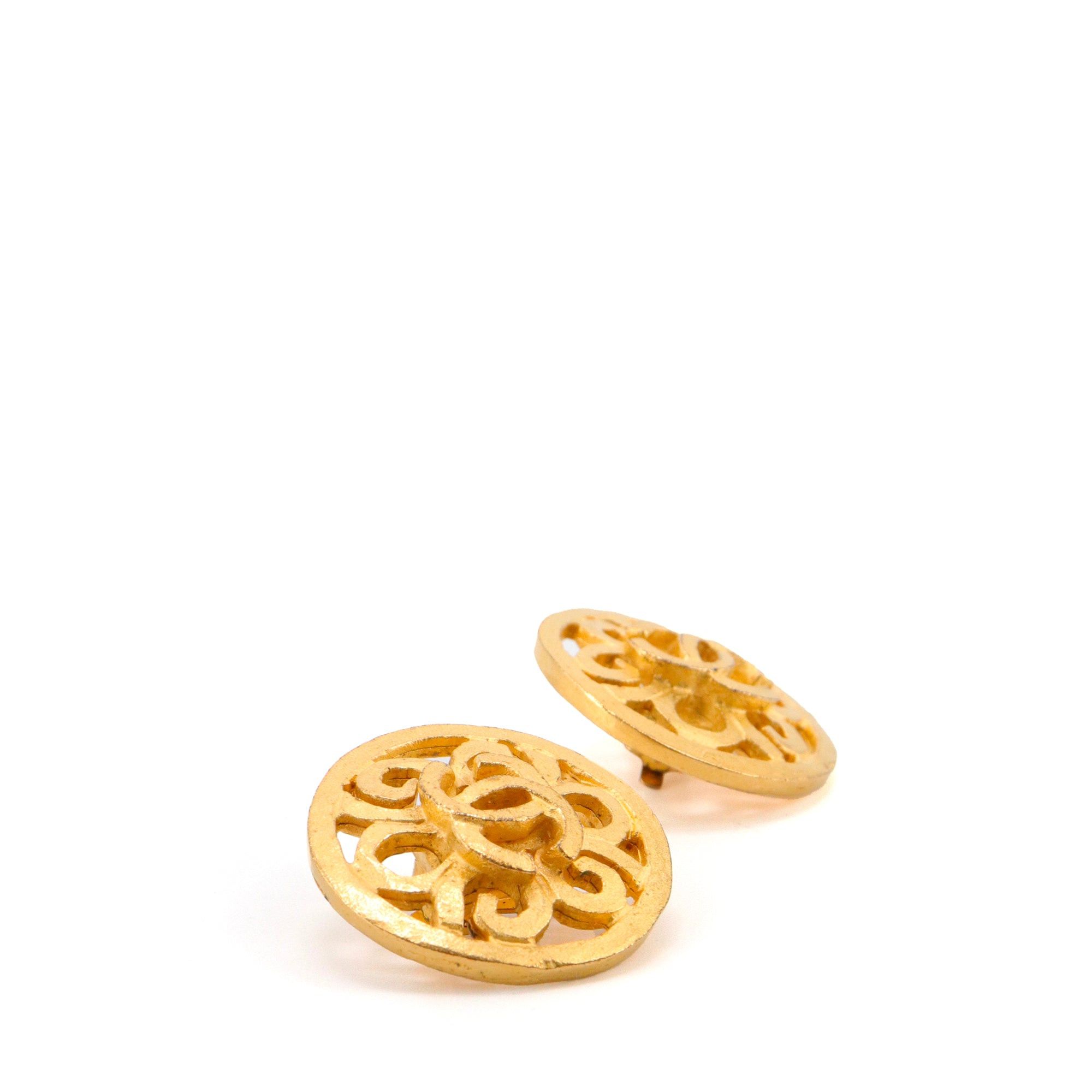 Chanel CHANEL - Chanel CC earrings in vintage gold metal Size ONE SIZE - 3 Thumbnail