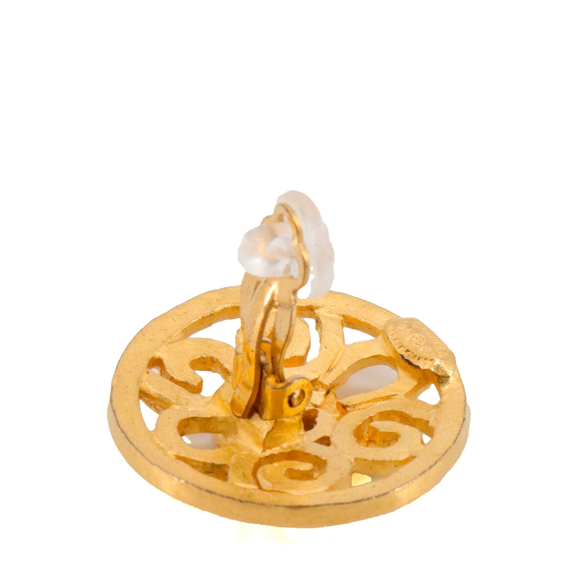 Chanel CHANEL - Chanel CC earrings in vintage gold metal Size ONE SIZE - 4 Thumbnail