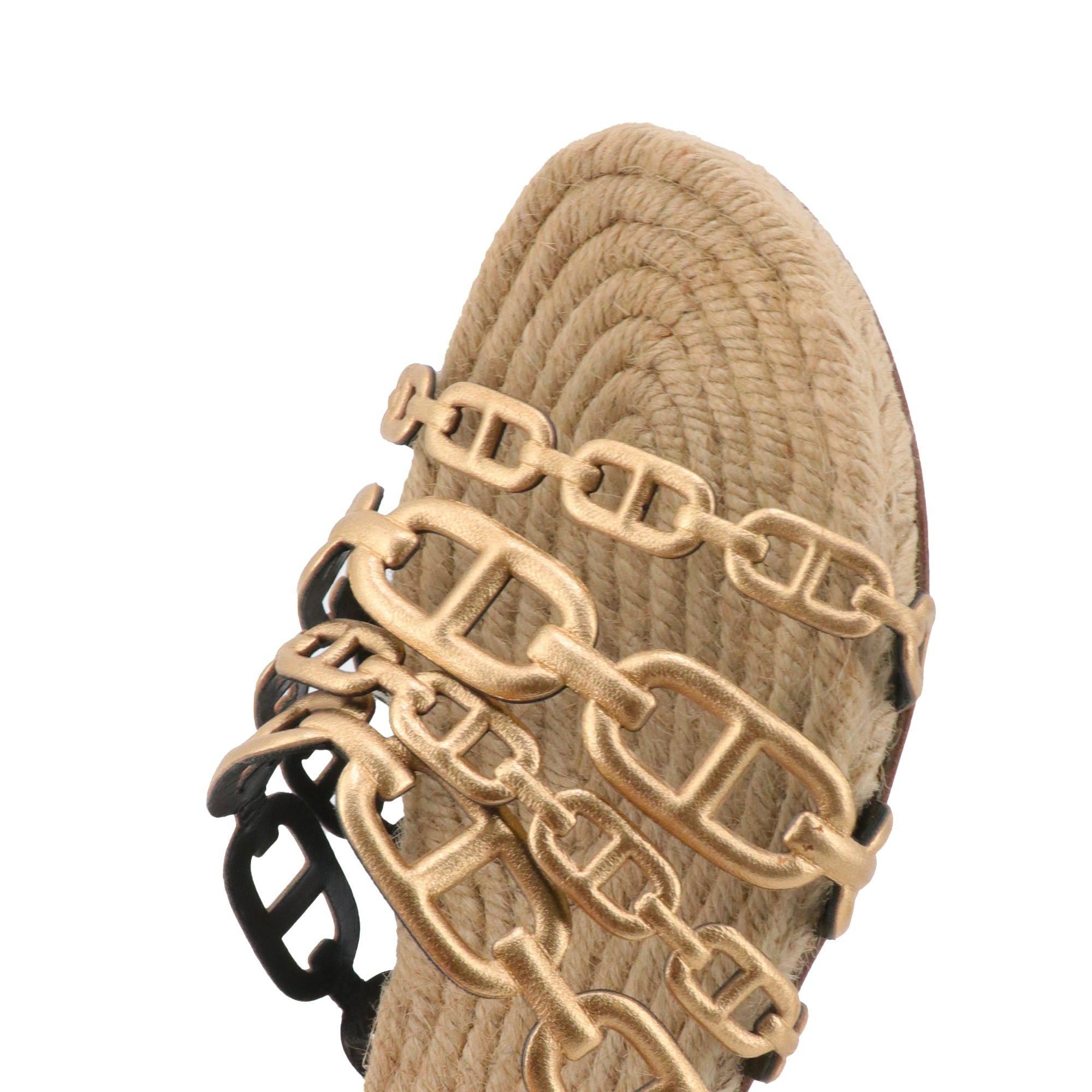 Hermes HERMÈS - Ancone Hermès sandals in gold leather (T37) Size US 6 / IT 36 - 4 Thumbnail