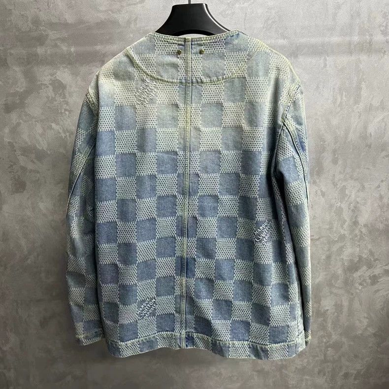 Louis Vuitton Louis Vuitton Blue Checkered Denim Jacket Size US L / EU 52-54 / 3 - 2 Thumbnail