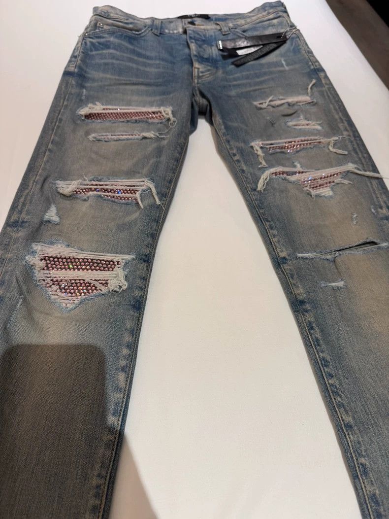 Amiri Amiri Pink Diamond Denim Pants Size 31 Size US 31 - 2 Thumbnail