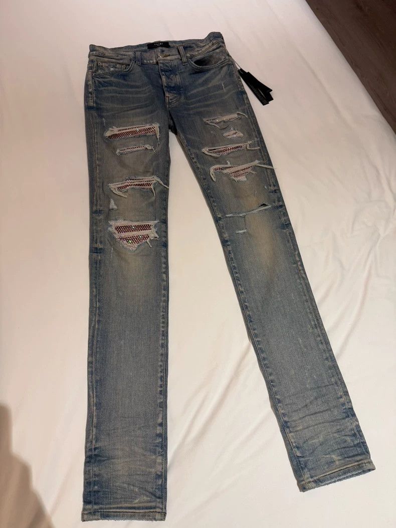 Amiri Amiri Pink Diamond Denim Pants Size 31 Size US 31 - 3 Thumbnail