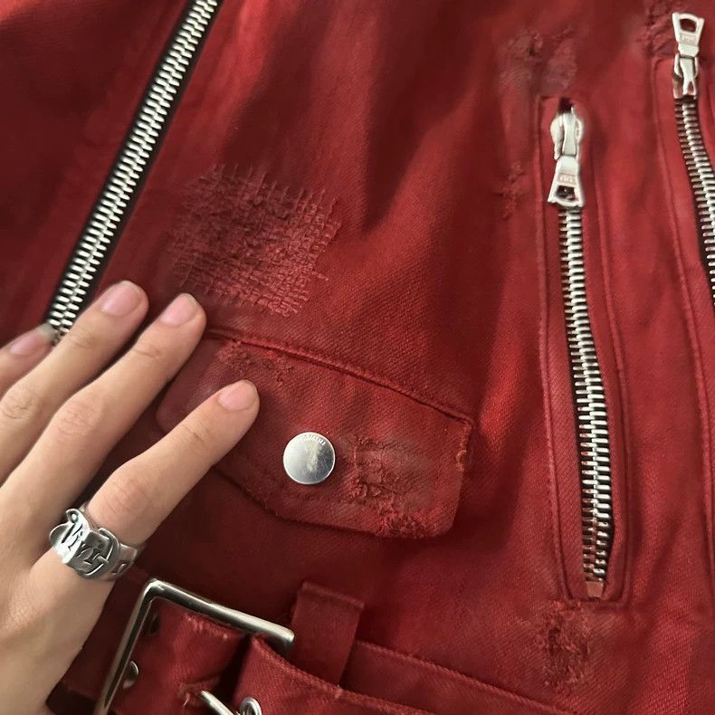 Amiri Amiri Red Suede Leather Jacket Size US S / EU 44-46 / 1 - 8 Thumbnail