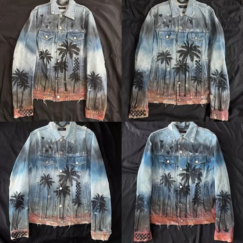 Amiri Amiri Palm Denim Trucker Jacket Size US S / EU 44-46 / 1 - 7 Thumbnail