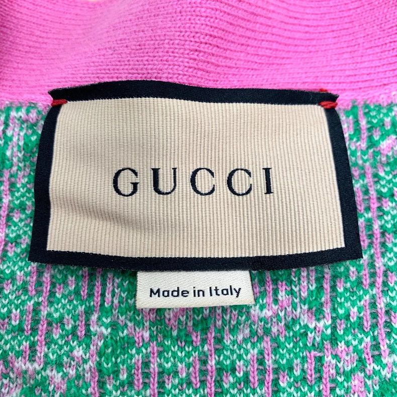 Gucci Colorful Logo V-Neck Wool Cardigan