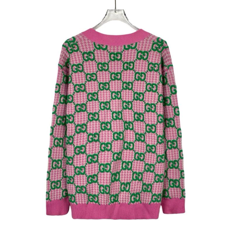 Gucci Colorful Logo V-Neck Wool Cardigan