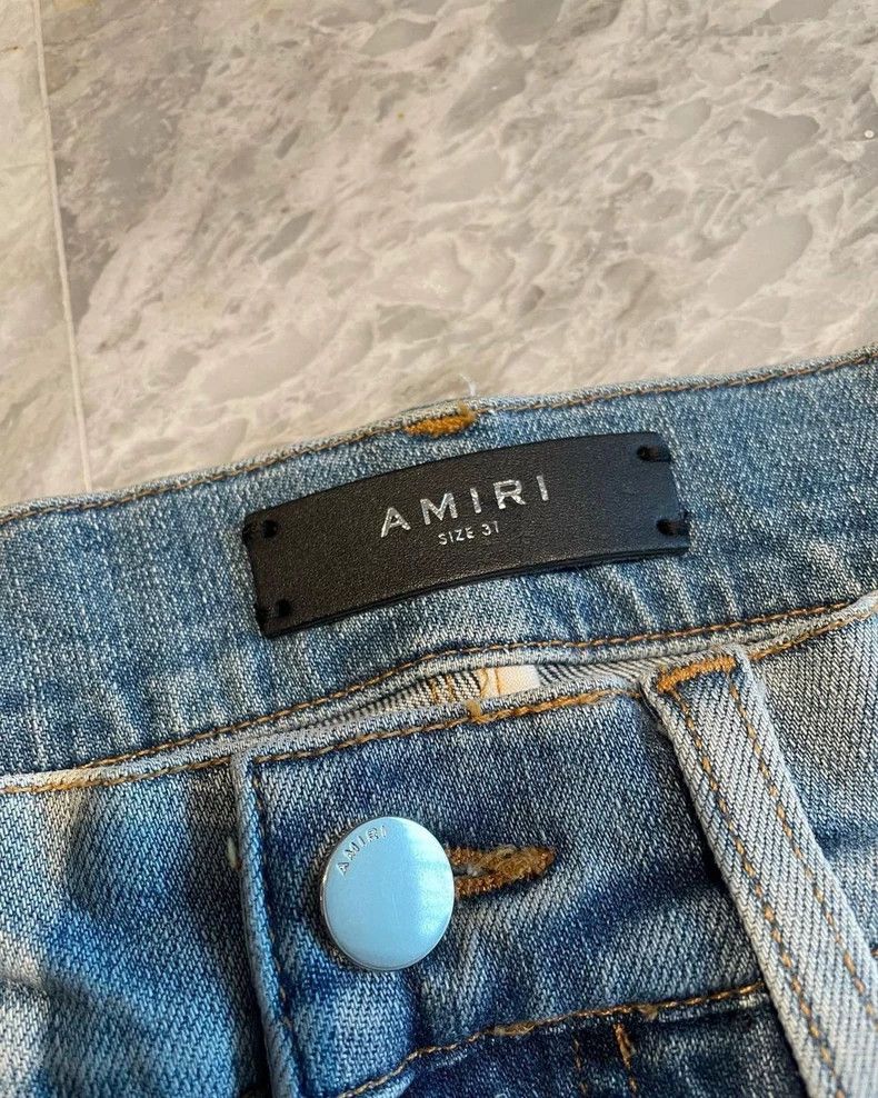 Amiri Amiri Watercolor Render Patchwork Denim Pants Size US 31 - 2 Thumbnail