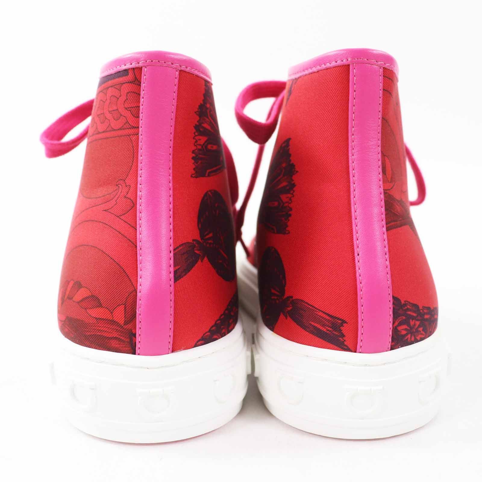 Salvatore Ferragamo Salvatore Ferragamo Salvatore Ferragamo MAFALDA 1 Fabric Leather High Cut Sneakers Leather Shoes Size ONE SIZE - 3 Thumbnail