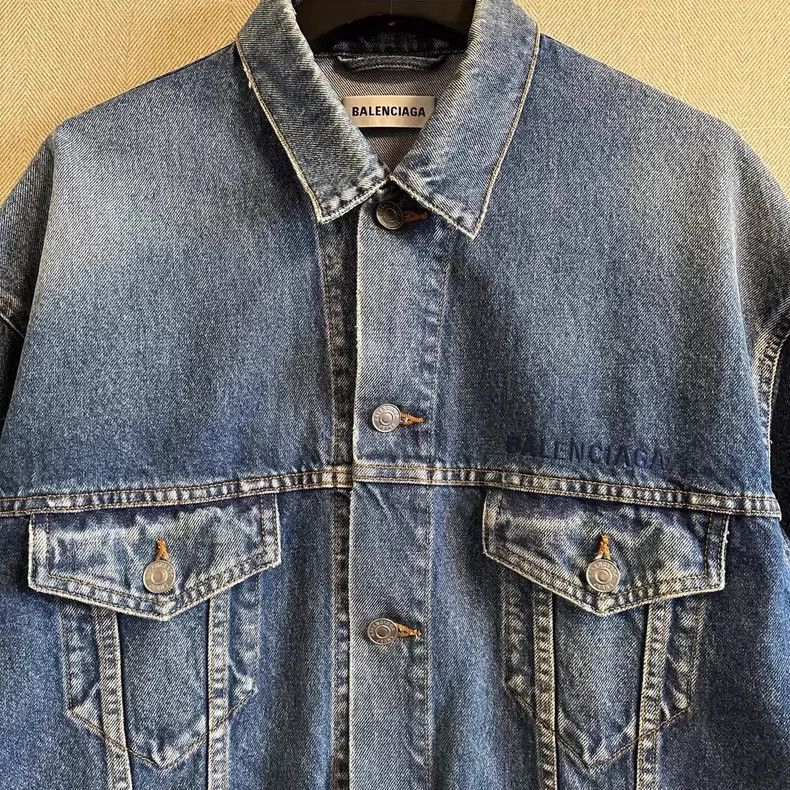 Balenciaga Balenciaga Blue Denim Jacket with Logo Size US M / EU 48-50 / 2 - 3 Thumbnail