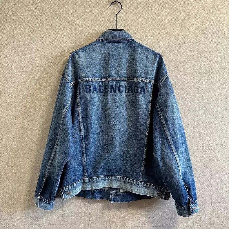 Balenciaga Balenciaga Blue Denim Jacket with Logo Size US M / EU 48-50 / 2 - 2 Thumbnail