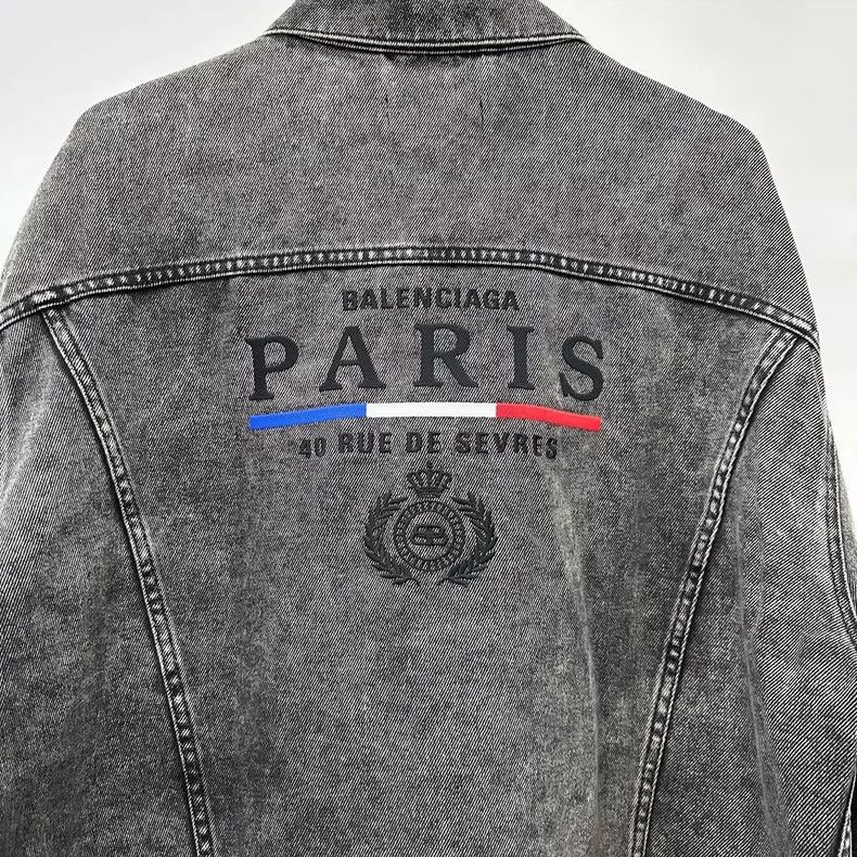 Balenciaga Black Denim Jacket with Embroidered Logo Size US M / EU 48-50 / 2 - 4 Thumbnail