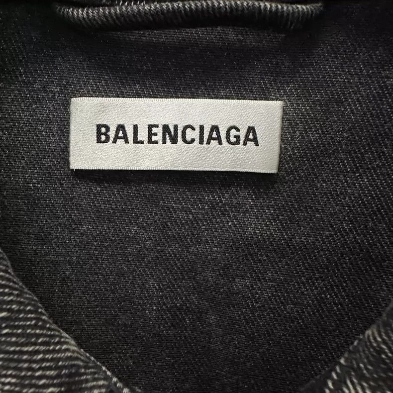 Balenciaga Black Denim Jacket with Embroidered Logo Size US M / EU 48-50 / 2 - 7 Thumbnail