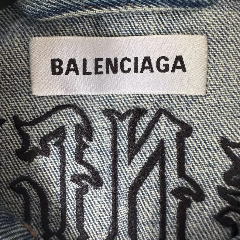 Balenciaga Balenciaga SS19 Denim Jacket with Logo Embroidery Size US XS / EU 42 / 0 - 7 Thumbnail