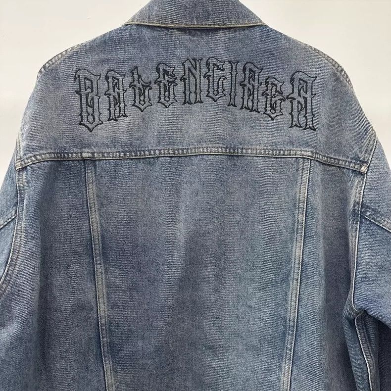 Balenciaga Balenciaga SS19 Denim Jacket with Logo Embroidery Size US XS / EU 42 / 0 - 3 Thumbnail