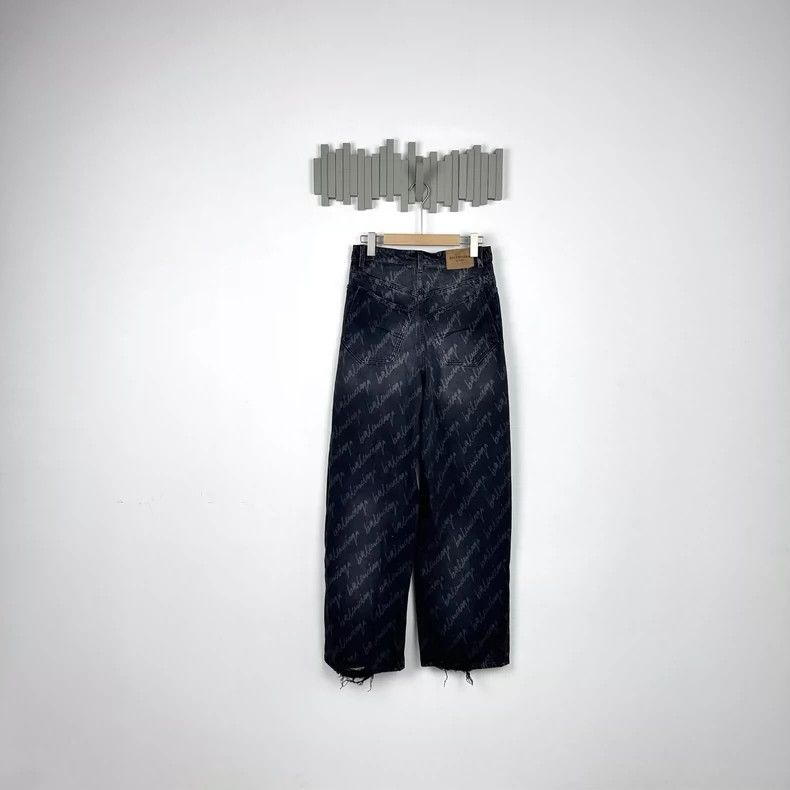 Balenciaga Balenciaga Logo Wide Leg Denim Pants Size US 26 / EU 42 - 2 Thumbnail