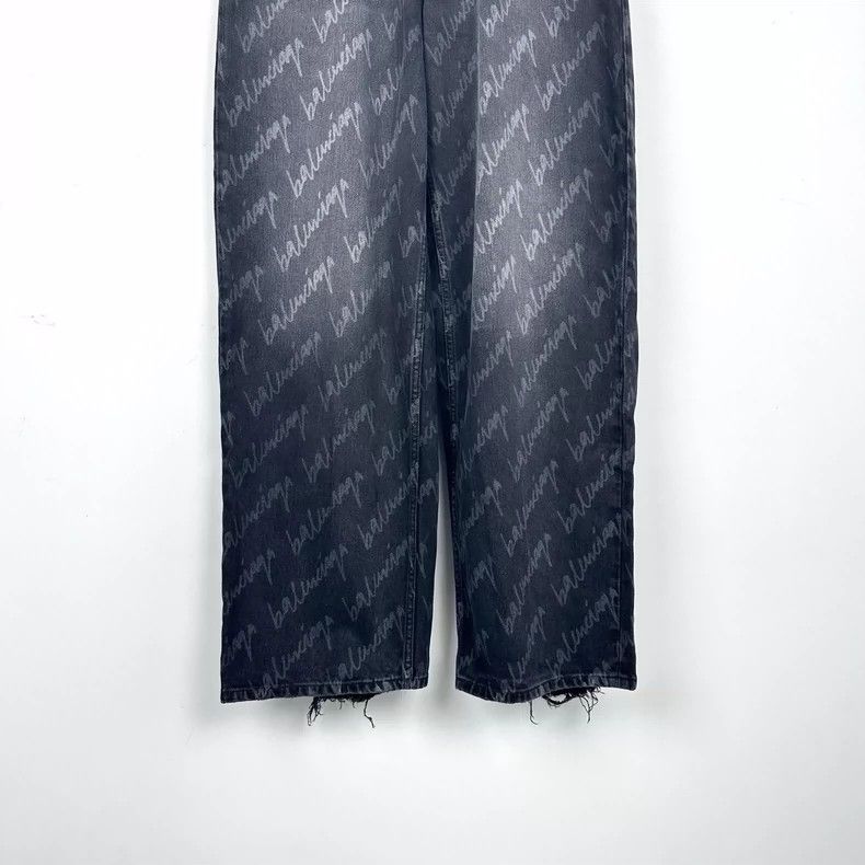 Balenciaga Balenciaga Logo Wide Leg Denim Pants Size US 26 / EU 42 - 4 Thumbnail