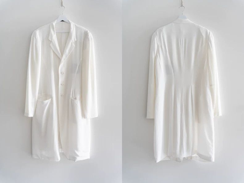 Yohji Yamamoto White Silk Coat and Pants Set Size US M / EU 48-50 / 2 - 2 Thumbnail