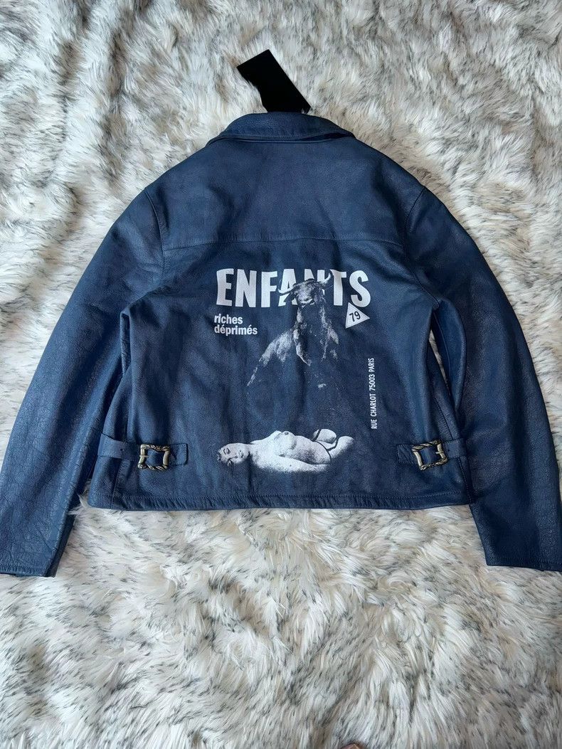 Enfants Riches Deprimes Blue Bull Leather Jacket for Men Size US L / EU 52-54 / 3 - 2 Thumbnail