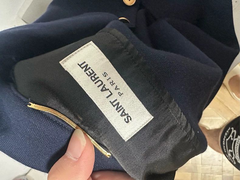 Saint Laurent Paris Classic Blue Shoulder Jacket by YSL Size US L / EU 52-54 / 3 - 3 Thumbnail