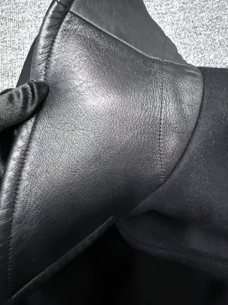 Yves Saint Laurent Black Wool Double-Breasted Coat with Leather Collar Size US XL / EU 56 / 4 - 3 Thumbnail