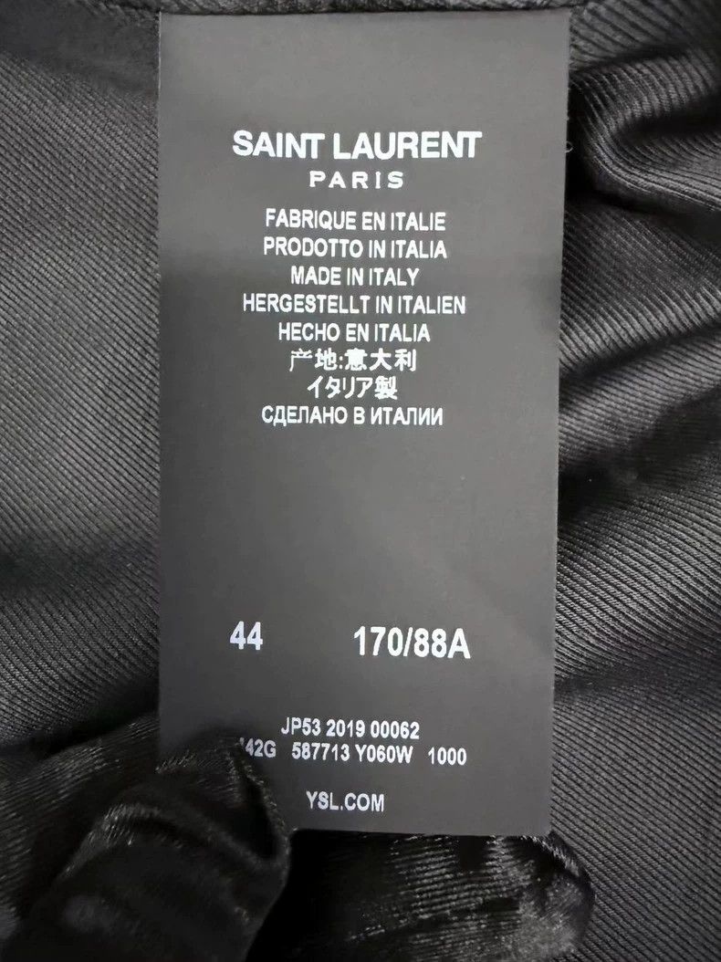 Yves Saint Laurent Black Wool Double-Breasted Coat with Leather Collar Size US XL / EU 56 / 4 - 5 Thumbnail