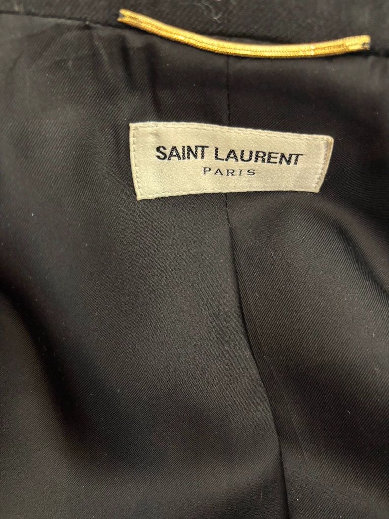Saint Laurent Paris Stylish Black Wool Blazer with Beaded Collar Size US M / EU 48-50 / 2 - 3 Thumbnail
