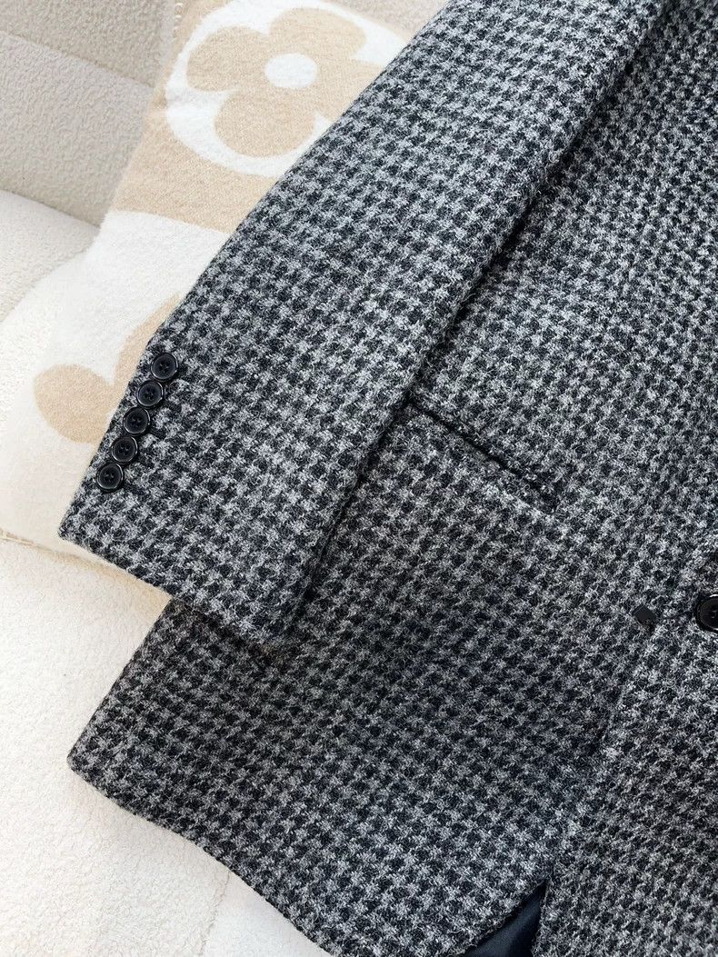 Saint Laurent Paris Saint Laurent Gray Houndstooth Wool Blazer Size US M / EU 48-50 / 2 - 3 Thumbnail