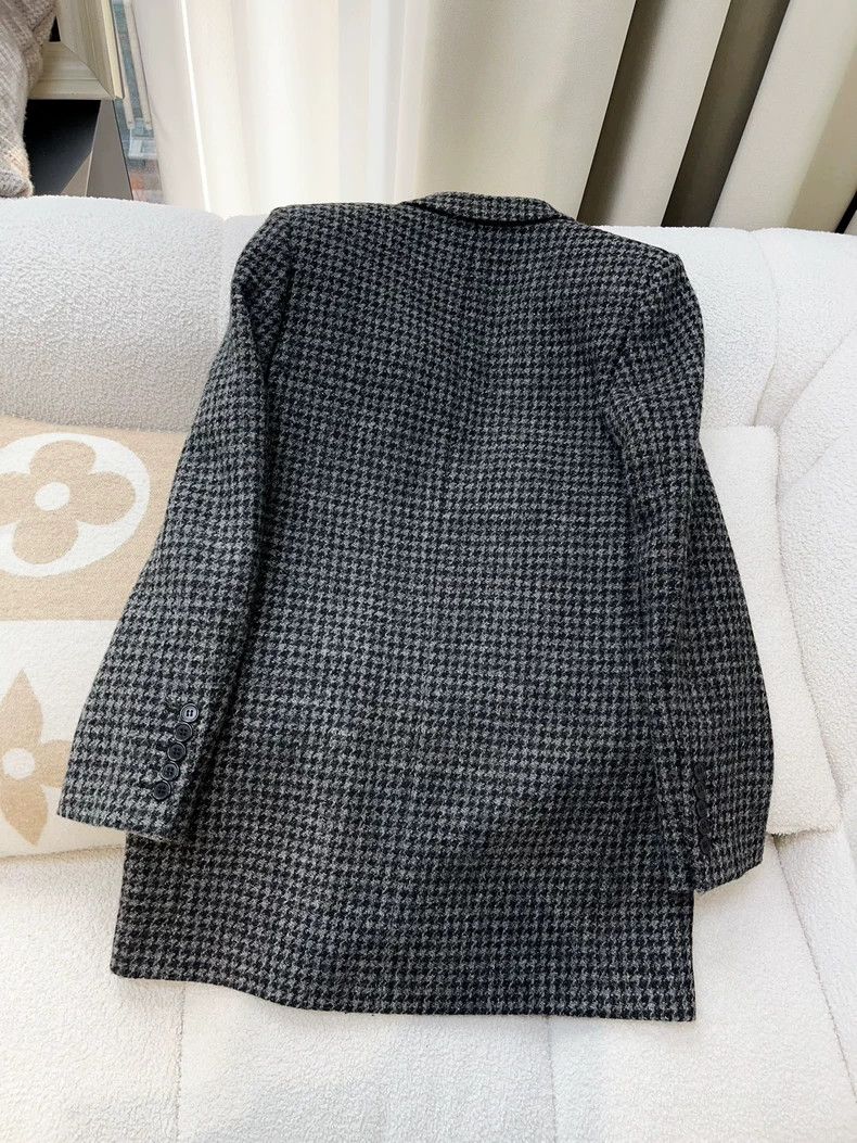 Saint Laurent Paris Saint Laurent Gray Houndstooth Wool Blazer Size US M / EU 48-50 / 2 - 4 Thumbnail