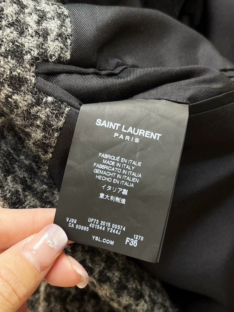 Saint Laurent Paris Saint Laurent Gray Houndstooth Wool Blazer Size US M / EU 48-50 / 2 - 5 Thumbnail