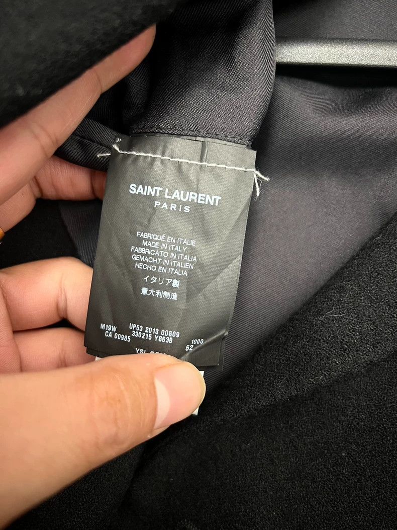 Saint Laurent Paris Black Wool Coat with Shearling Collar Size US L / EU 52-54 / 3 - 5 Thumbnail
