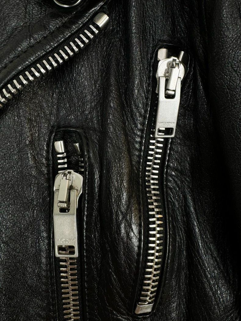 Saint Laurent Paris Saint Laurent Black Leather Jacket with Embroidery Size US S / EU 44-46 / 1 - 5 Thumbnail