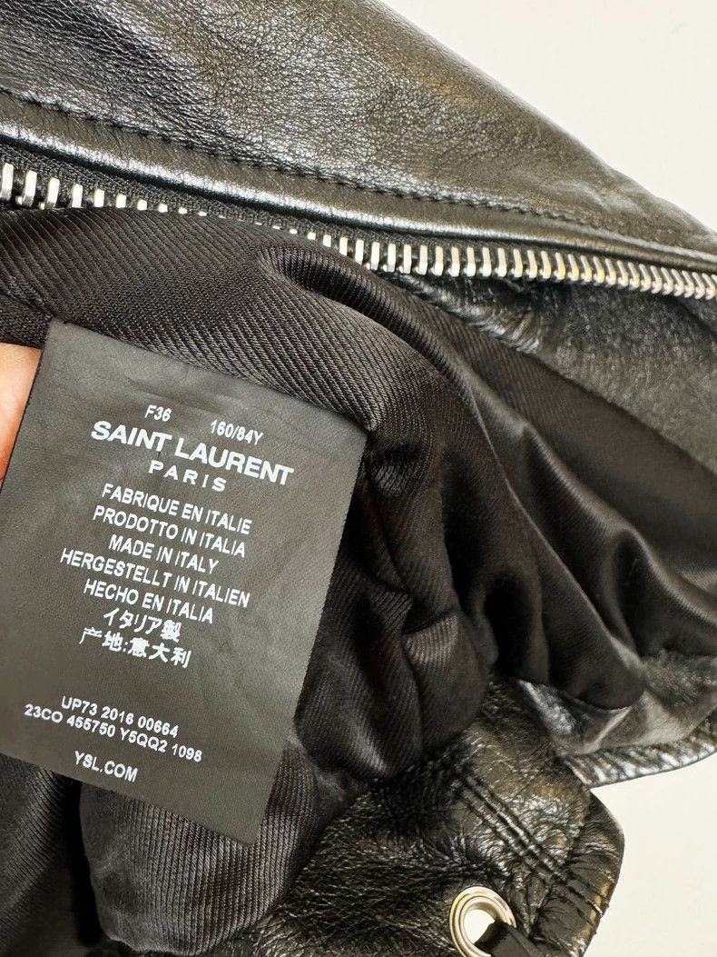 Saint Laurent Paris Saint Laurent Black Leather Jacket with Embroidery Size US S / EU 44-46 / 1 - 6 Thumbnail