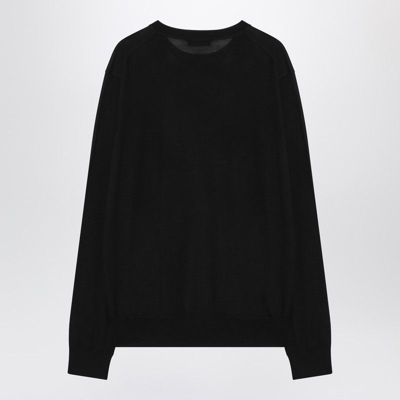 Prada Prada Black Wool Sweater With Logo Size US L / EU 52-54 / 3 - 2 Thumbnail