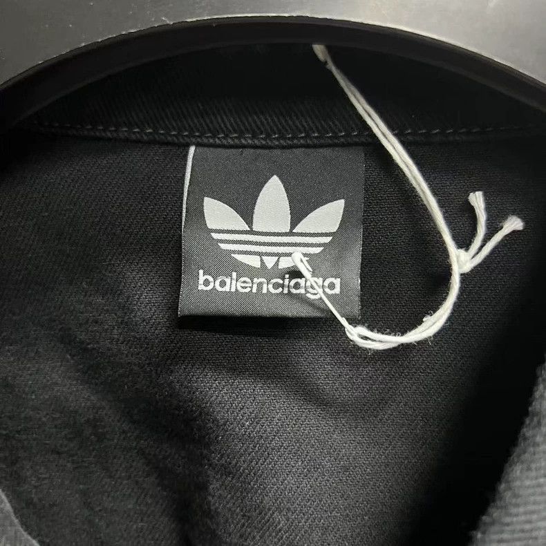 Balenciaga Black Printed Striped Denim Jacket Size US M / EU 48-50 / 2 - 3 Thumbnail