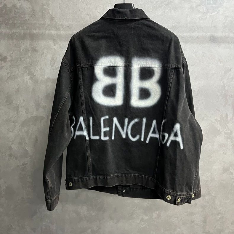 Balenciaga Black Logo Denim Jacket by Balenciaga Size US XS / EU 42 / 0 - 5 Thumbnail